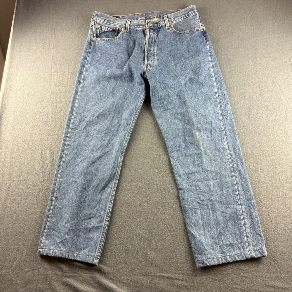 Vintage Levis 501 Jeans Men's 35x36 Blue Button Fly Regular Fit Straight Leg Y2K